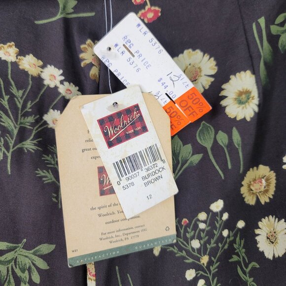 Woolrich Y2K Skirt Size 12 Chocolate Brown Floral Autumn Cottage Chic Earthy - Picture 7 of 10